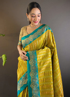 Mustard Dupion Silk Saree With Blouse Piece