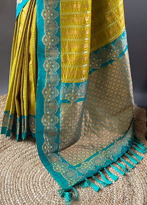 Mustard Dupion Silk Saree With Blouse Piece