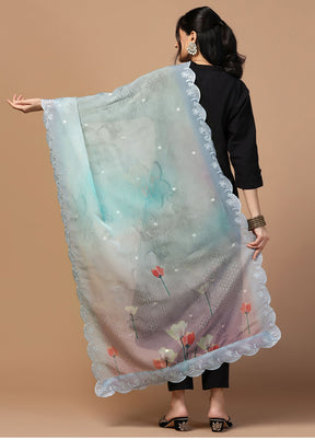 Multicolor Organza Embroidered Work Dupatta