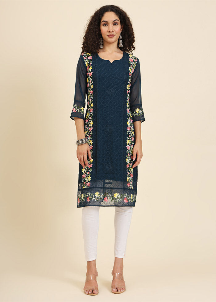 Blue Readymade Georgette Kurti