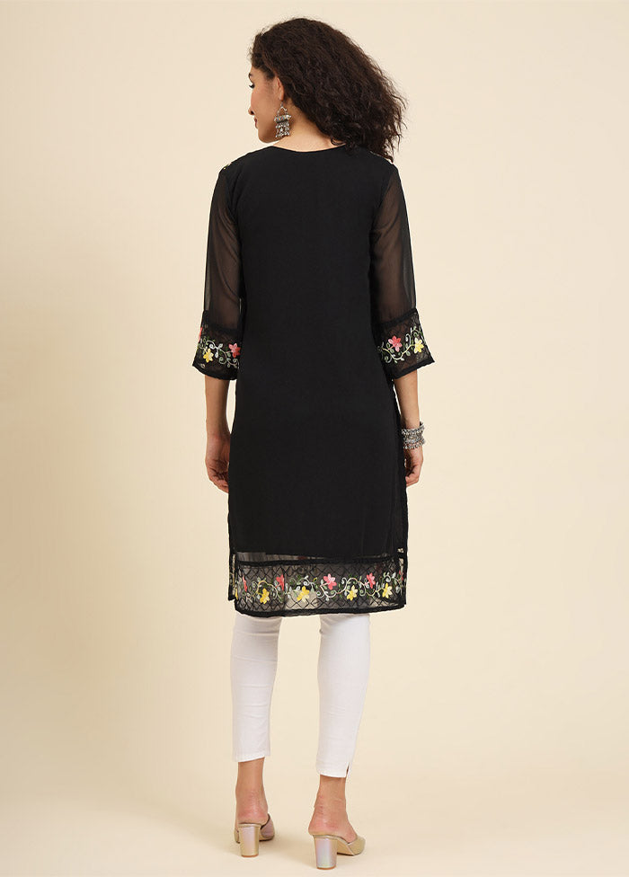 Black Readymade Georgette Kurti