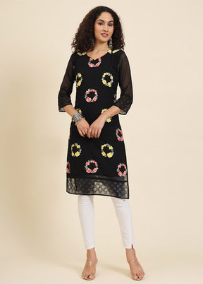 Black Readymade Georgette Kurti