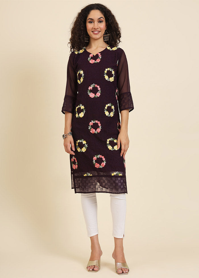 Wine Readymade Georgette Kurti