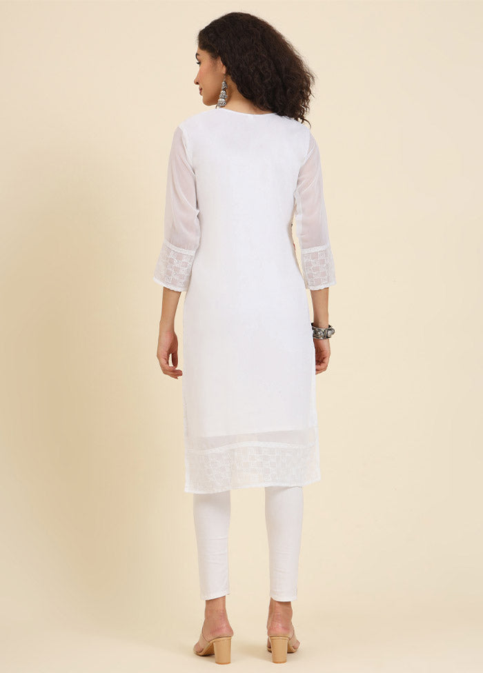 White Readymade Georgette Kurti