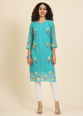 Blue Readymade Georgette Kurti