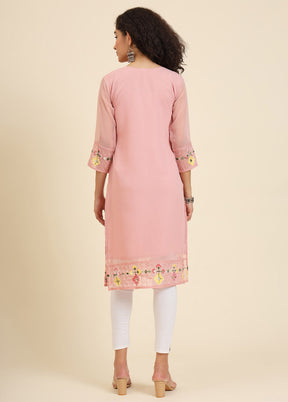 Peach Readymade Georgette Kurti