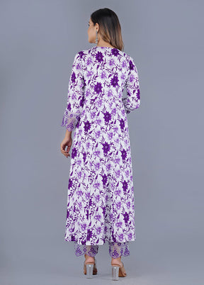 3 Pc Purple Readymade Cotton Suit Set