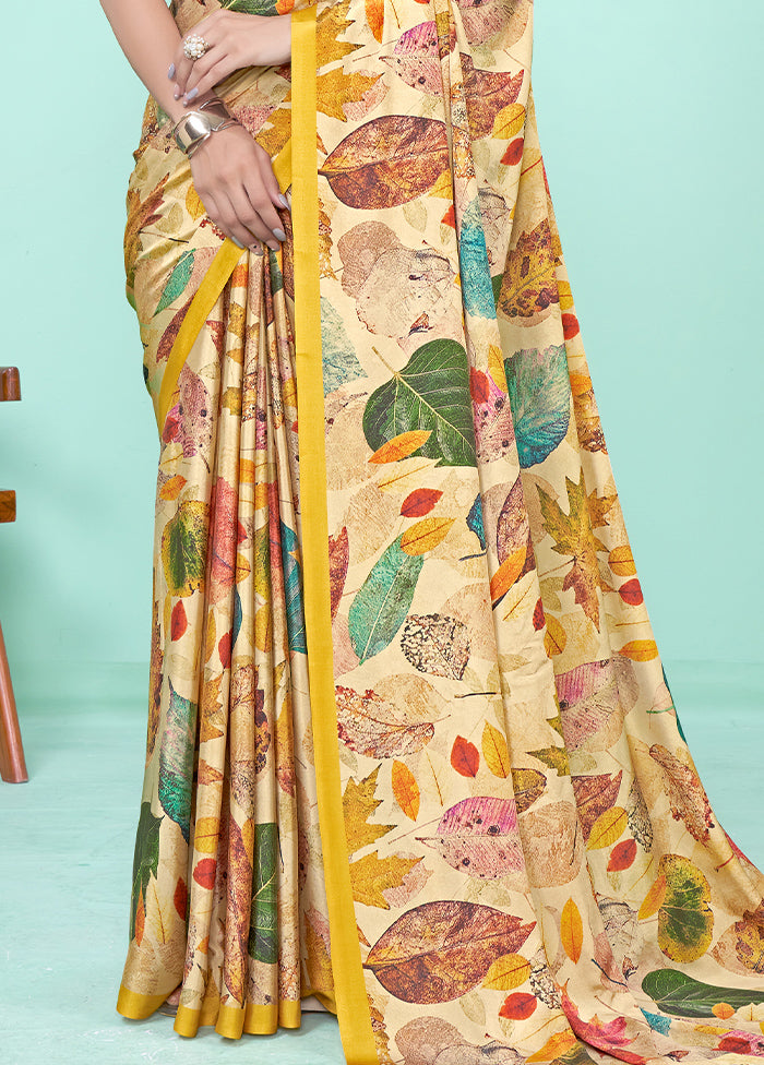 Multi Crepe Silk Saree With Blouse Piece