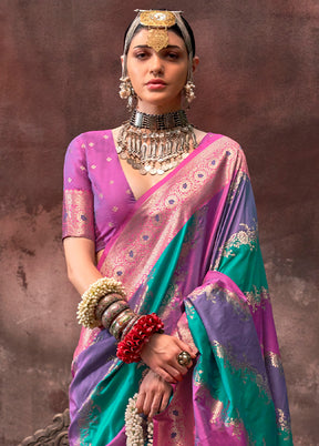 Rama Dupion Silk Saree With Blouse Piece