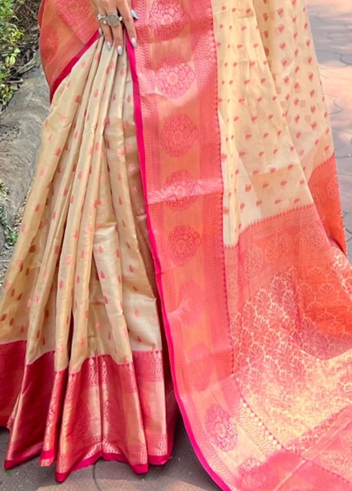 Chiku Spun Silk Saree With Blouse Piece