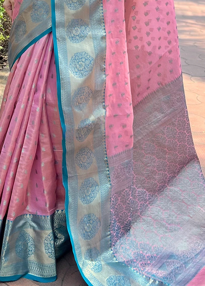 Pink Spun Silk Saree With Blouse Piece