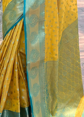 Yellow Spun Silk Saree With Blouse Piece