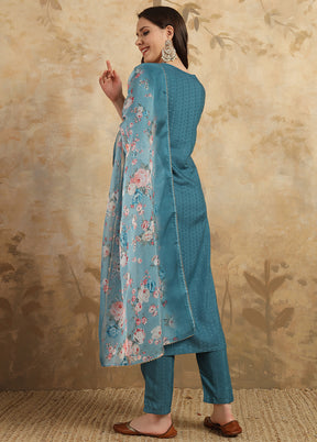 3 Pc Blue Readymade Viscose Suit Set