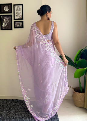 Purple Georgette Saree With Blouse Piece