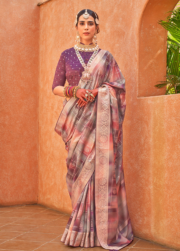 Multicolor Dupion Silk Saree With Blouse Piece