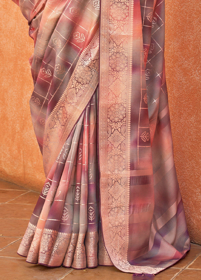 Multicolor Dupion Silk Saree With Blouse Piece