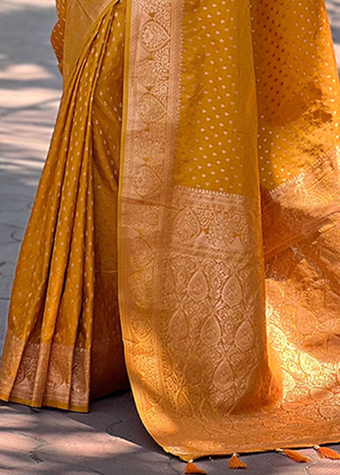 Mustard Banarasi Silk Saree With Blouse Piece