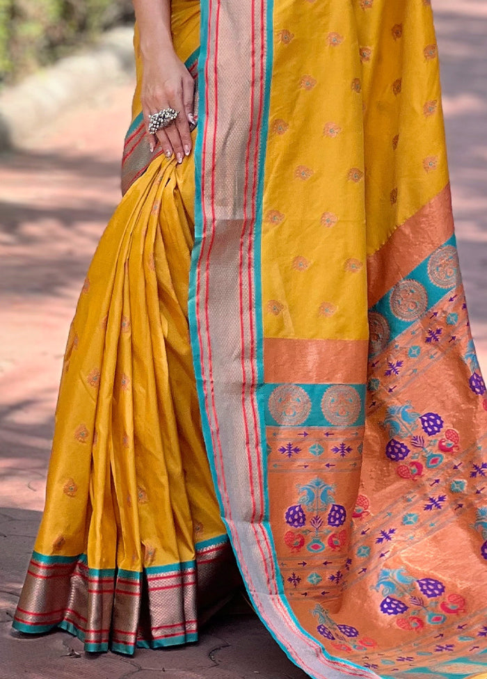 Mustard Dupion Silk Saree With Blouse Piece