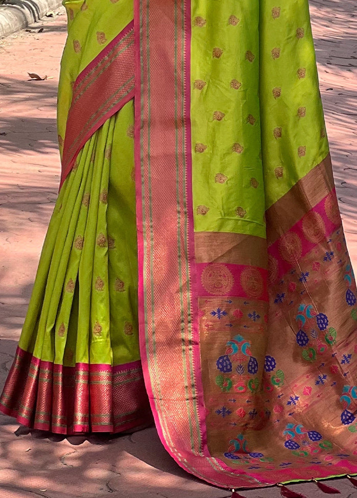 Green Dupion Silk Saree With Blouse Piece