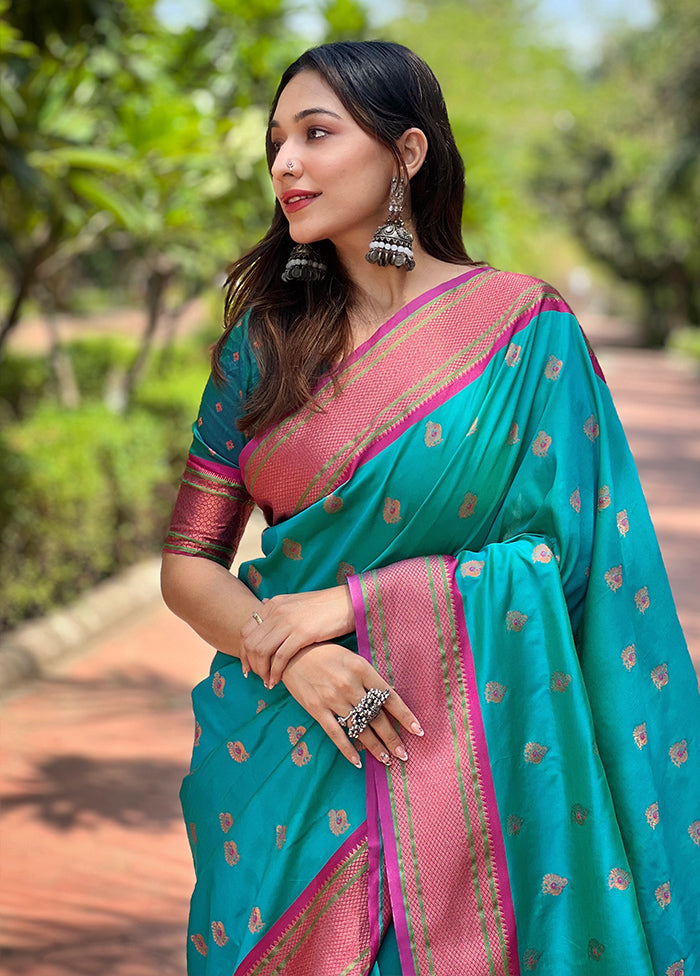 Sky Blue Dupion Silk Saree With Blouse Piece