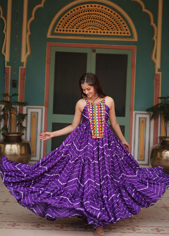 Purple Readymade Silk Long Gown