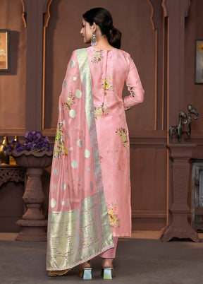 3 Pc Peach Semi Stitched Viscose Suit Set