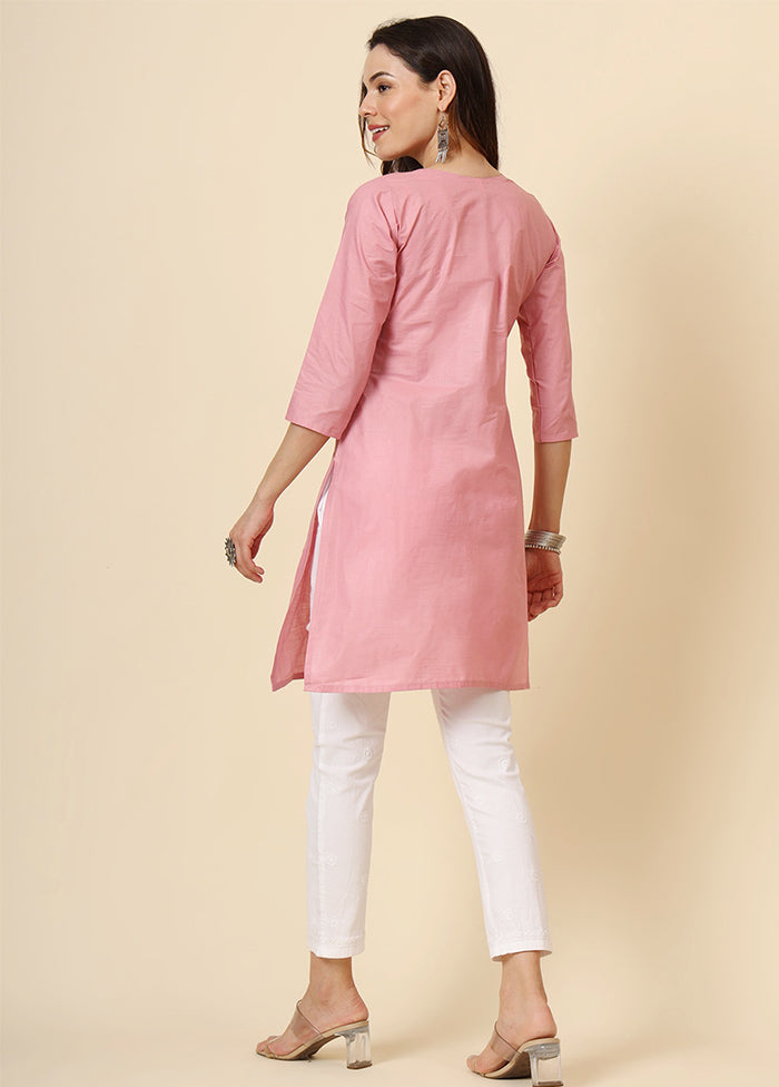 Pink Readymade Cotton Kurti