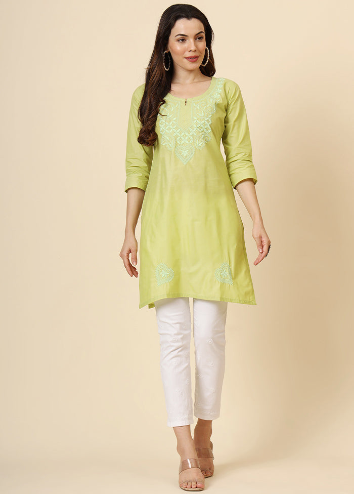 Green Readymade Cotton Kurti