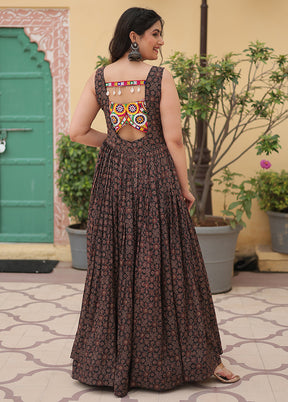 Black Readymade Cotton Indian Dress