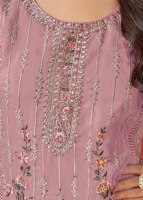 3 Pc Pink Semi Stitched Georgette Suit Set