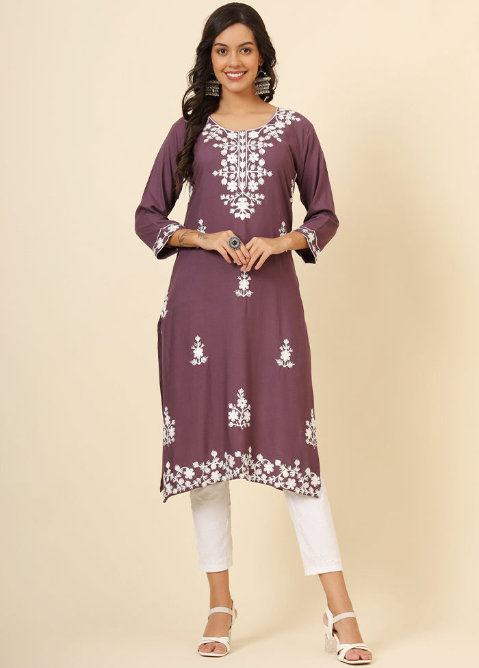 Mauve Readymade Rayon Kurti