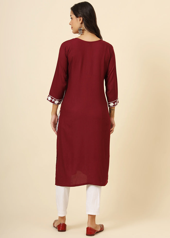 Maroon Readymade Rayon Kurti