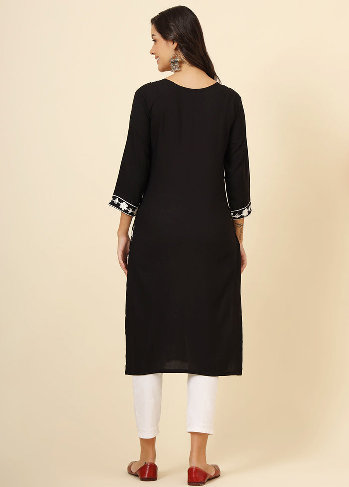 Black Readymade Rayon Kurti