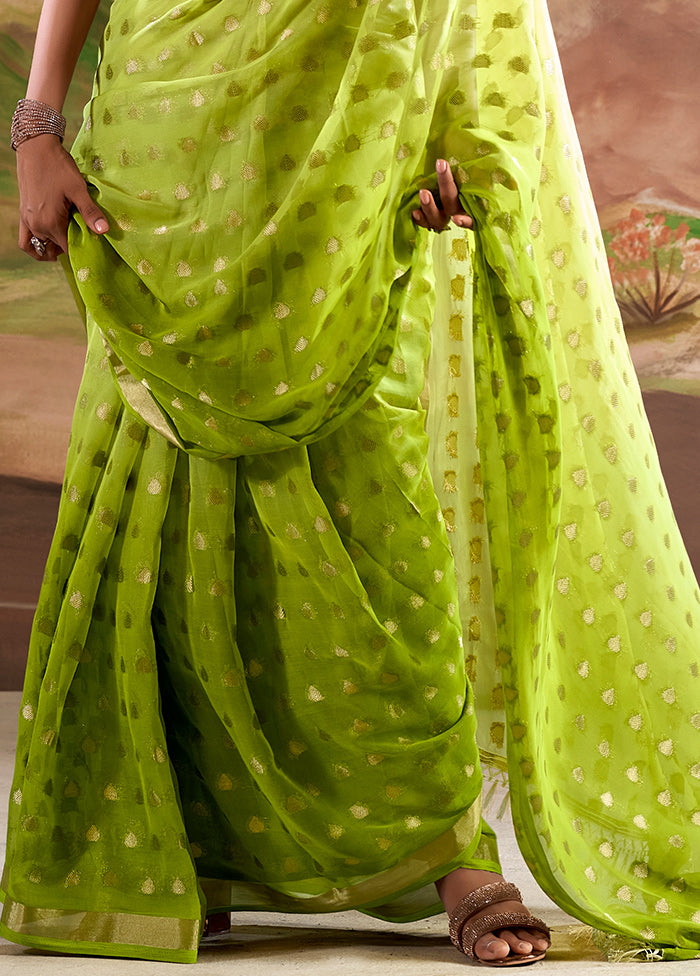 Green Georgette Saree With Blouse Piece