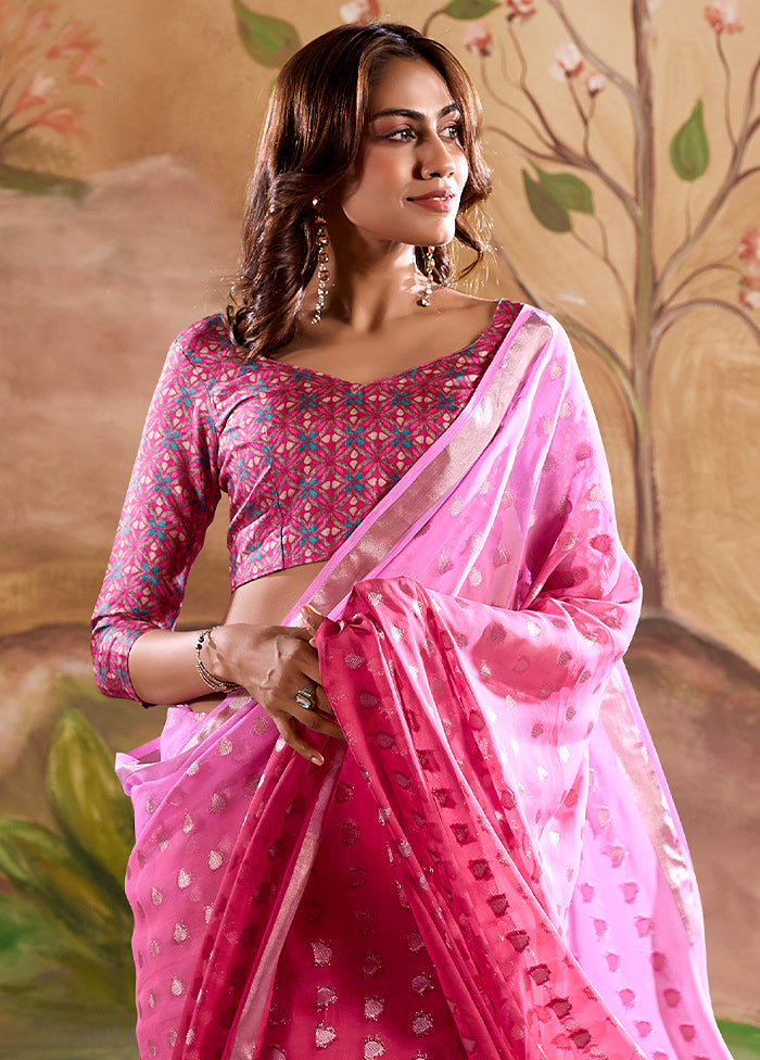 Pink Georgette Saree With Blouse Piece