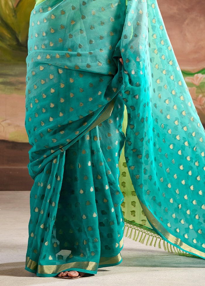 Sea Green Georgette Saree With Blouse Piece