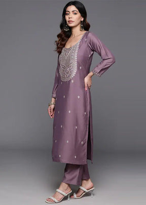 3 Pc Purple Readymade Viscose Suit Set