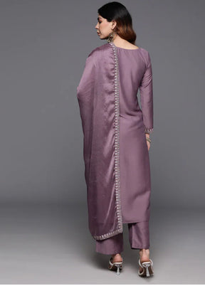 3 Pc Purple Readymade Viscose Suit Set