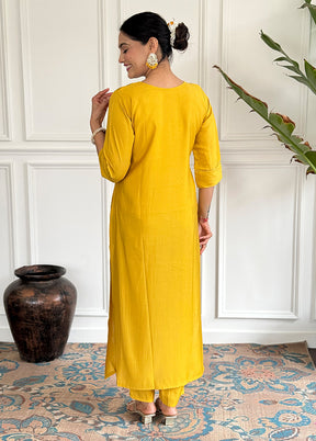 3 Pc Yellow Readymade Viscose Suit Set