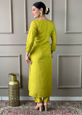 3 Pc Green Readymade Viscose Suit Set