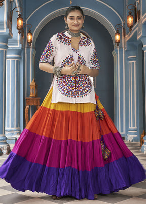 3 Pc Multicolor Viscose Readymade Lehenga Set