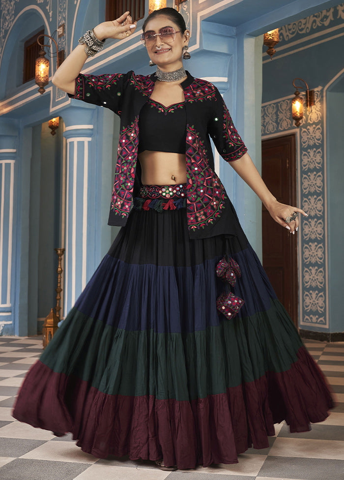 3 Pc Multicolor Viscose Readymade Lehenga Set