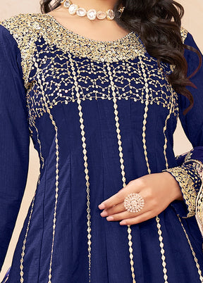 3 Pc Blue Silk Suit Set