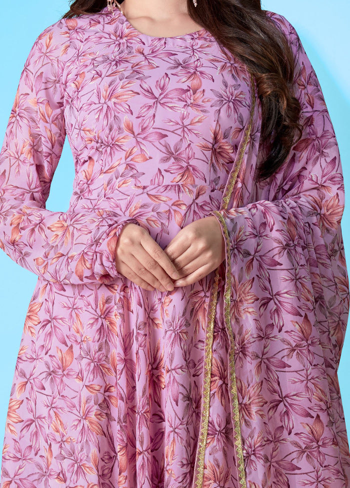 2 Pc Purple Readymade Georgette Kurti Set