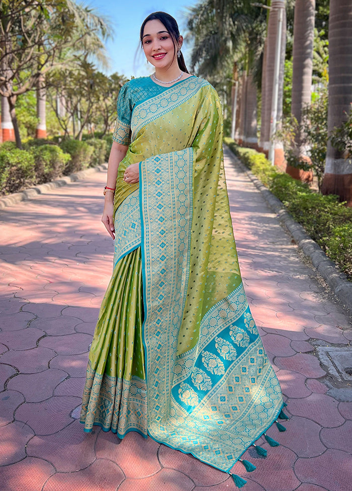 Green Dupion Silk Saree With Blouse Piece