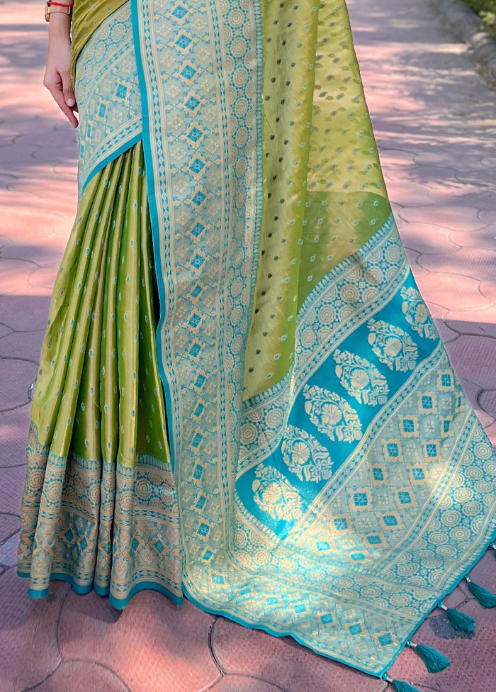 Green Dupion Silk Saree With Blouse Piece