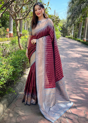 Brown Dupion Silk Saree With Blouse Piece