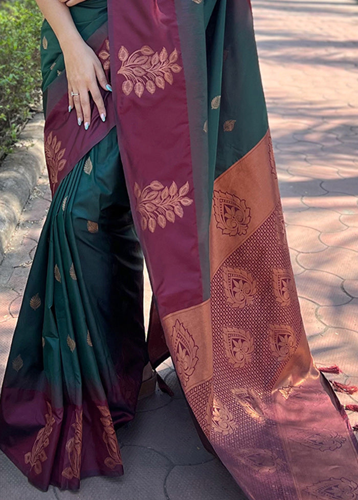 Green Dupion Silk Saree With Blouse Piece