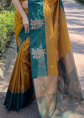 Mustard Dupion Silk Saree With Blouse Piece