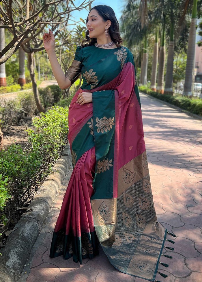 Pink Dupion Silk Saree With Blouse Piece